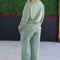 IN STOCK Wide Leg Vintage Wash Bottoms - Olive FINAL SALE