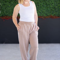 IN STOCK Wide Leg Vintage Wash Bottoms - Tan