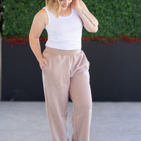 IN STOCK Wide Leg Vintage Wash Bottoms - Tan