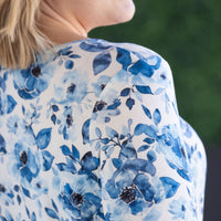 IN STOCK Long Sleeve Sarah Ruffle Top - Sapphire Floral