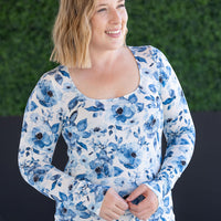IN STOCK Alyssa Long Sleeve Top - Sapphire Floral