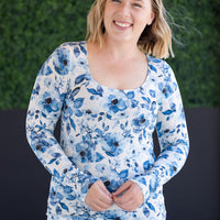 IN STOCK Alyssa Long Sleeve Top - Sapphire Floral