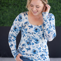 IN STOCK Alyssa Long Sleeve Top - Sapphire Floral