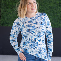 IN STOCK Blair Long Sleeve Top - Sapphire Floral