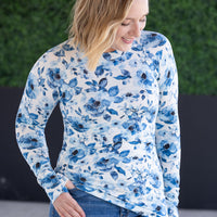 IN STOCK Blair Long Sleeve Top - Sapphire Floral