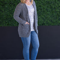IN STOCK Open Knit Cardigan - Grey