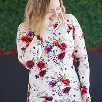 IN STOCK Blair Long Sleeve Top - Burgundy Bloom