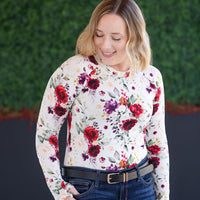 IN STOCK Blair Long Sleeve Top - Burgundy Bloom
