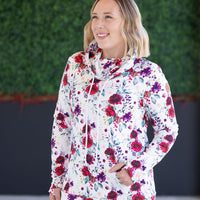 IN STOCK Soft Funnel Neck - Burgundy Bloom FINAL SALE