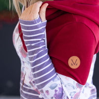 IN STOCK Colorblock Fullzip - Burgundy, Burgundy Bloom, and Plum Stripes FINAL SALE