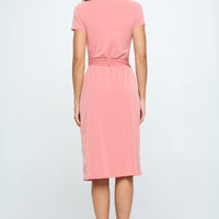 RENEE C Tie Front Surplice Short Sleeve Dress