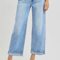 RISEN Full Size Ankle Wide Leg Cuffed Jeans Plus Size