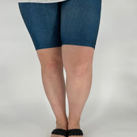 Blue Denim Biker Shorts w/ Back Pockets