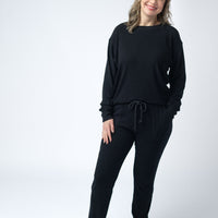 IN STOCK Corrine Ribbed Pullover Top - Black