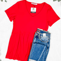 IN STOCK Sarah Ruffle Short Sleeve - Red FINAL SALE