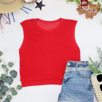 IN STOCK Amaya Open Knit Top - Red FINAL SALE