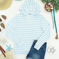 IN STOCK Amelia Striped Hoodie - Sky Blue