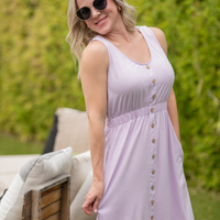 IN STOCK Beverly Button Dress - Lavender