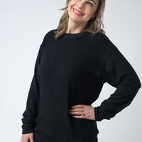 IN STOCK Corrine Ribbed Pullover Top - Black
