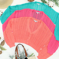 IN STOCK Callie Cropped Cardigan - Melon FINAL SALE