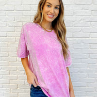 Casual Basic Drop Shoulder Oversized Tee in Bright Mauve