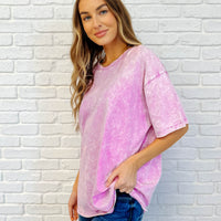 Casual Basic Drop Shoulder Oversized Tee in Bright Mauve
