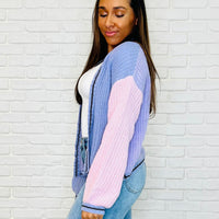 Coffee Date Color Block Cardigan