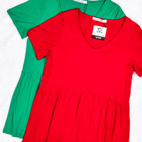IN STOCK Sarah Ruffle Short Sleeve - Red