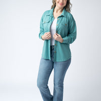 IN STOCK Brenna Button Down Top - Teal