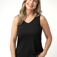 IN STOCK Vera V Neck Tank - Black