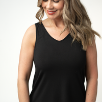 IN STOCK Vera V Neck Tank - Black