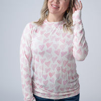 IN STOCK Blair Long Sleeve Top - Blushing Pink Hearts