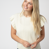 IN STOCK Felicity Flutter Sweater Top - Ivory