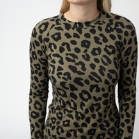 IN STOCK Blair Long Sleeve Top - Olive Animal Print