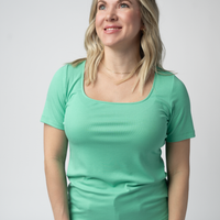 IN STOCK Short Sleeve Alyssa Top - Aquamarine