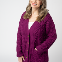 IN STOCK Brooks Button Sweater Cardigan - Magenta
