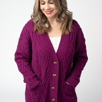 IN STOCK Brooks Button Sweater Cardigan - Magenta