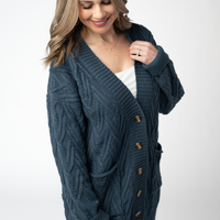 IN STOCK Brooks Button Sweater Cardigan - Navy