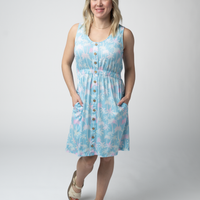 IN STOCK Beverly Button Dress - Aqua Palm