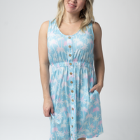 IN STOCK Beverly Button Dress - Aqua Palm
