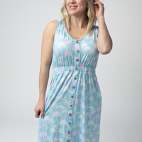 IN STOCK Beverly Button Dress - Aqua Palm