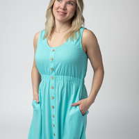 IN STOCK Beverly Button Dress - Aqua