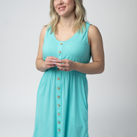 IN STOCK Beverly Button Dress - Aqua