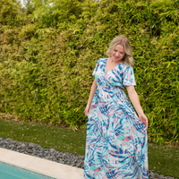 IN STOCK Millie Maxi Dress - Abstract Aqua Breeze FINAL SALE