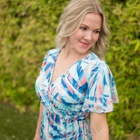 IN STOCK Millie Maxi Dress - Abstract Aqua Breeze FINAL SALE