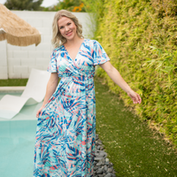IN STOCK Millie Maxi Dress - Abstract Aqua Breeze FINAL SALE