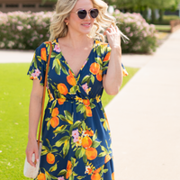 IN STOCK Harley High-Low Dress - Navy Citrus FINAL SALE