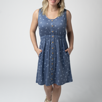 IN STOCK Beverly Button Dress - Nautical Navy