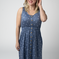 IN STOCK Beverly Button Dress - Nautical Navy