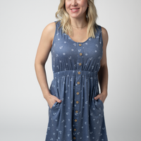 IN STOCK Beverly Button Dress - Nautical Navy